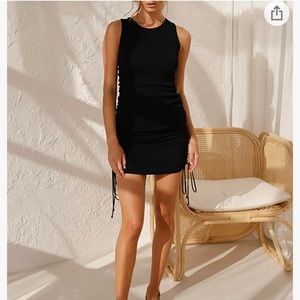 Black tank dress rouched on either side size medium